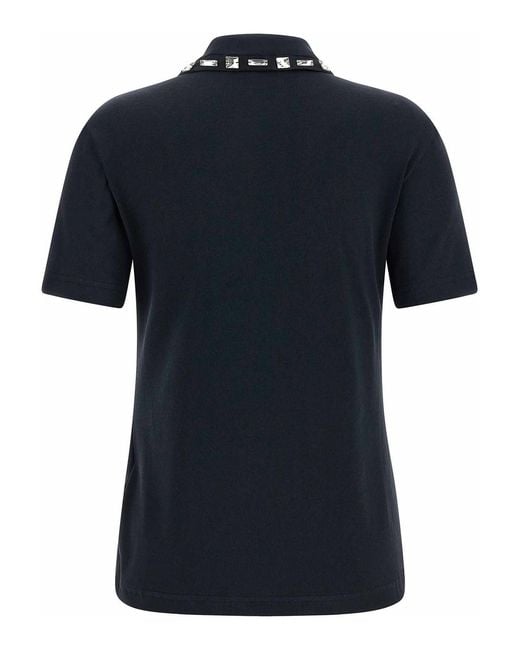 Fabiana Filippi Blue Crystal Collar Polo Shirt