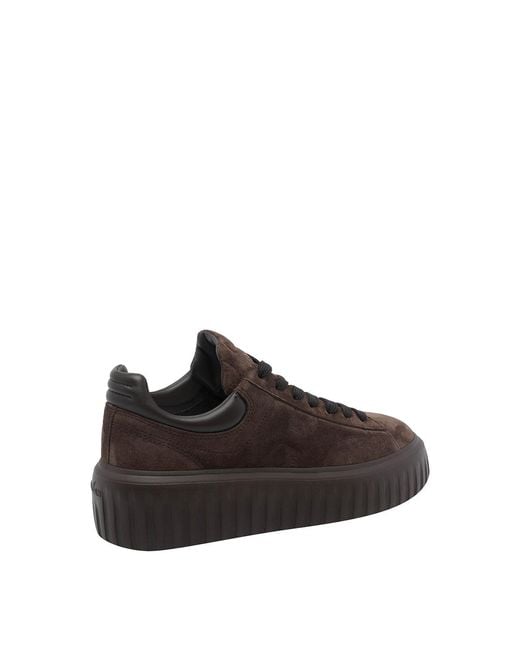 Hogan Brown H-Stripes Sneakers