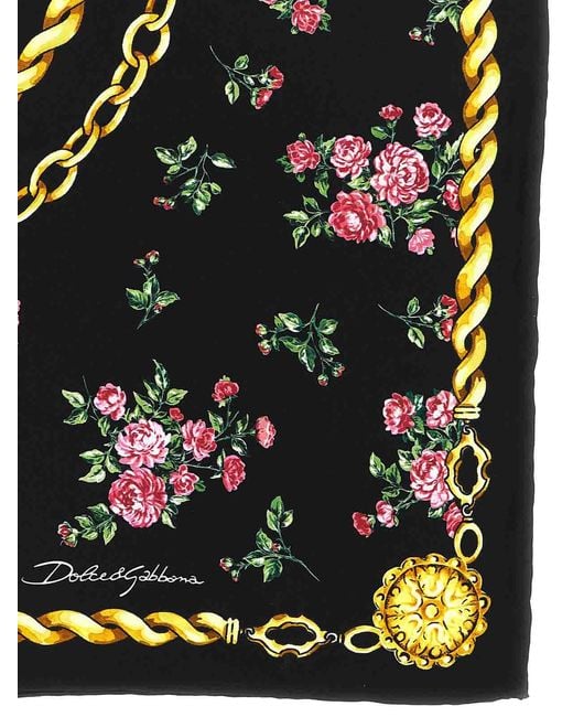 Dolce & Gabbana Black Mazzolini Di Rose Scarf
