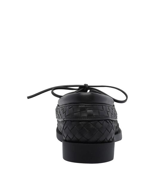 Bottega Veneta Black Espresso Pier Boat Shoes for men