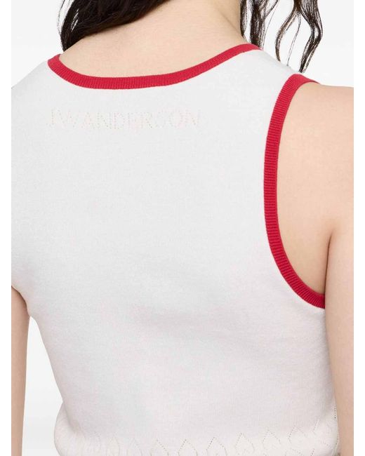 J.W. Anderson White Contrasting-Trim Tank Top