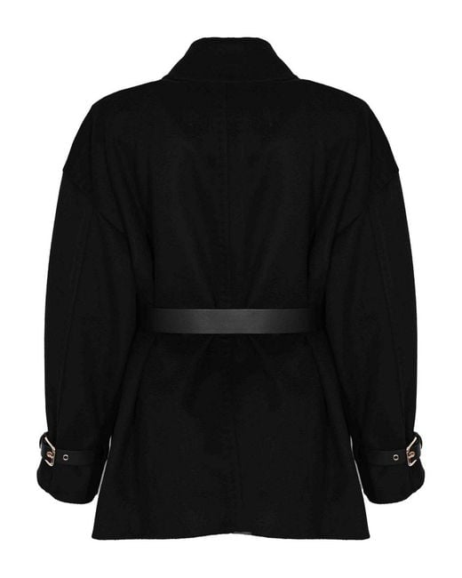 Max Mara Black Pausa Wool Coat With Belt