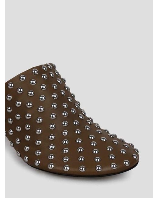 Jil Sander Brown Stud-Embellished Mules