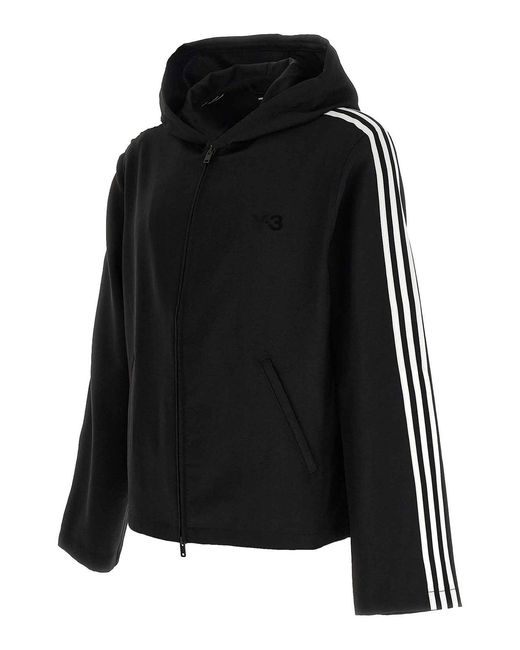 Y-3 Black 3-Stripes Hoodie for men