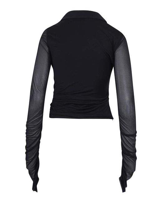 Max Mara Blue Jersey And Tulle Aiello Blouse