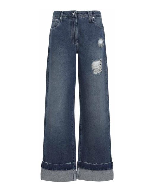 Simone Rocha Blue Distressed Straight Leg Jeans