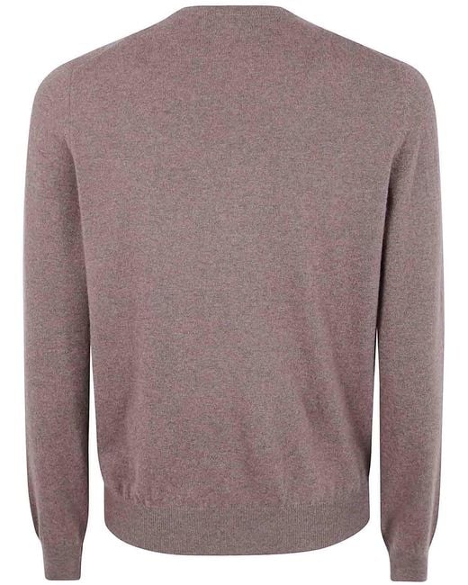 Gran Sasso Brown Round Neck Round Neck Sweater for men