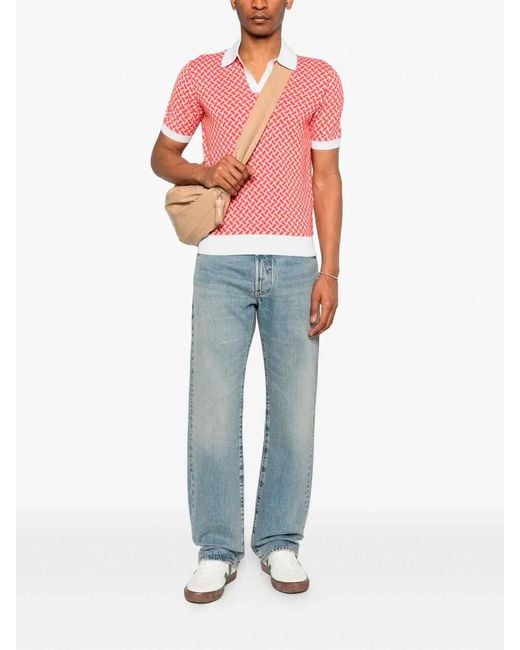Drumohr Pink 'Razor Blade' Polo for men