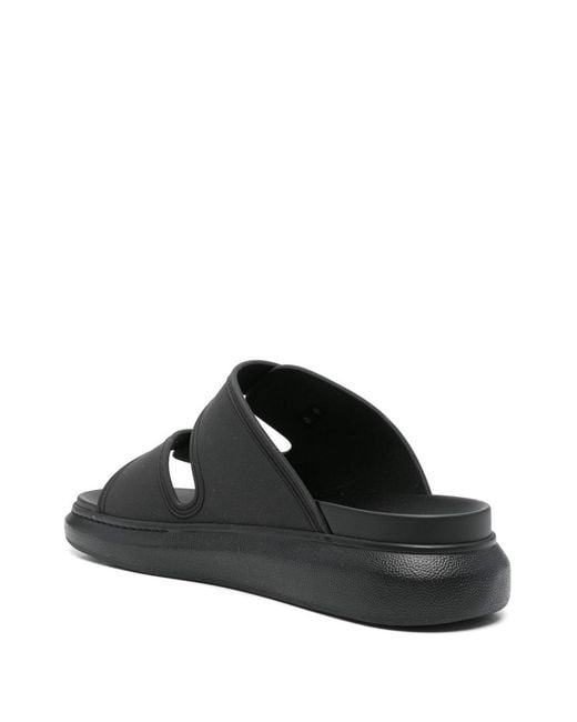 McQueen Black Hybrid Rubber Double-Strap Sandals for men