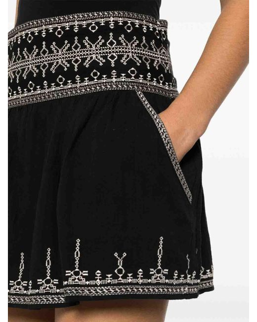 Isabel Marant Black Geometric Embroidery Skirt