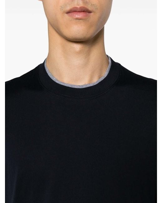 Brunello Cucinelli Black Crew-Neck T-Shirt With Faux-Layering for men