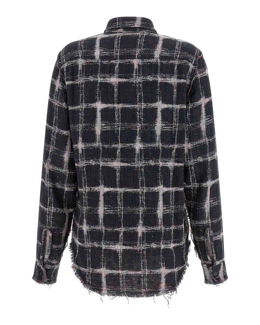 R13 Gray Fringed Hem Reversible Shirt