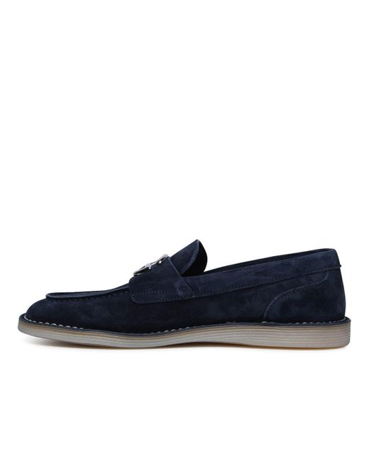 Dolce & Gabbana Blue Navy Calf Leather Loafers for men
