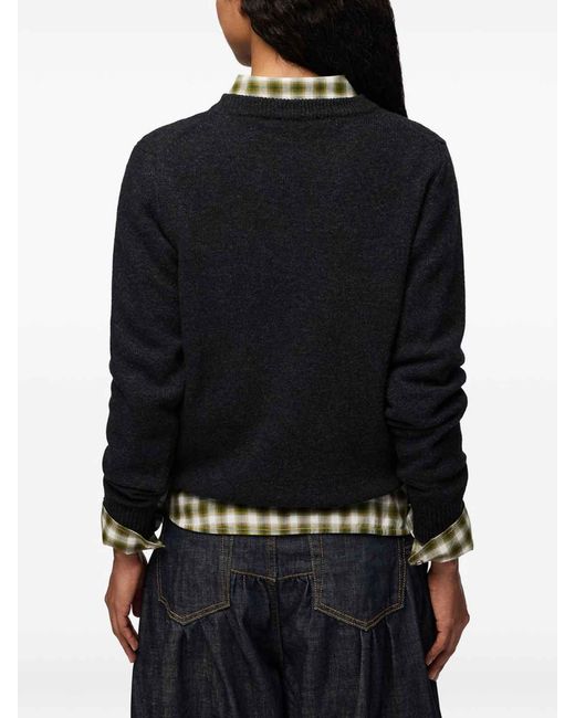 Ganni Blue Teddy Jacquard Knitted Sweater