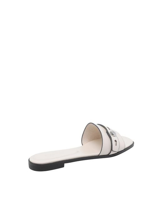 Tory Burch White Romy Slides