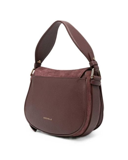 Coccinelle Purple Handbag Suede Leather/Micro Grale