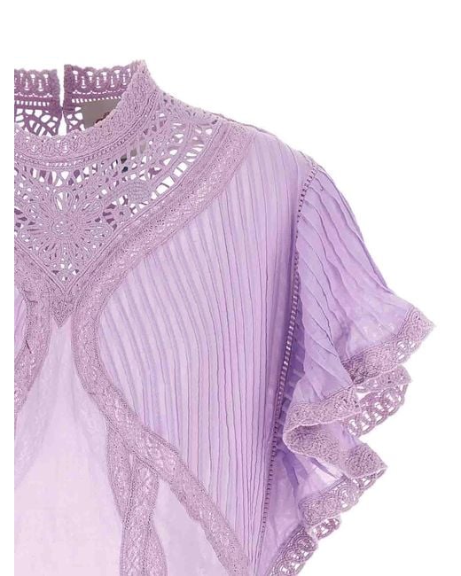 Farm Rio Purple Openwork Detail Blouse