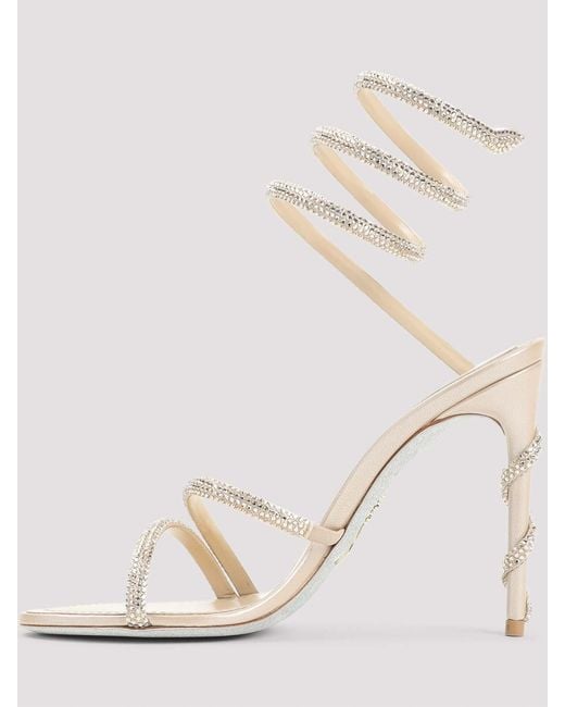 Rene Caovilla White Cleo 105 Crystal Embellished Sandals