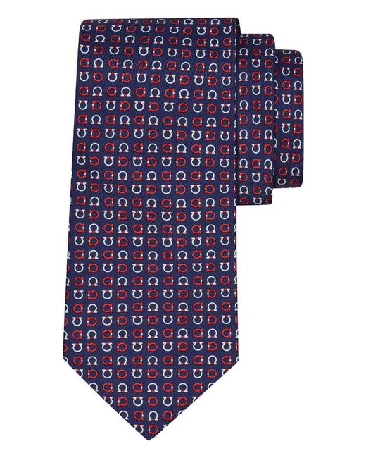Ferragamo Purple Gancini Print Silk Tie for men