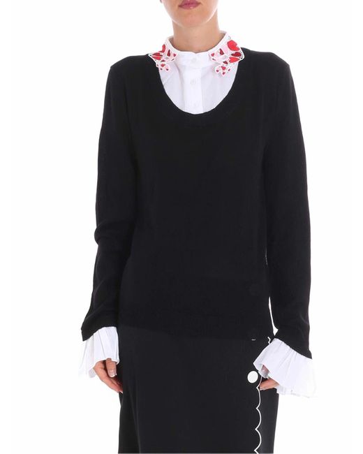Vivetta Black Zucchi Sweater With Shirt Neckline