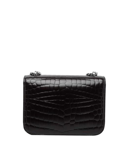 Tory Burch Black Small Eleanor Croc Convertible Shoulder Bag
