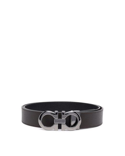 Ferragamo White Gancini Reversible Leather Belt for men