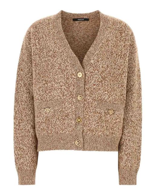 Versace Natural Moulin Cashmere-Blend Knit Boxy Cardigan