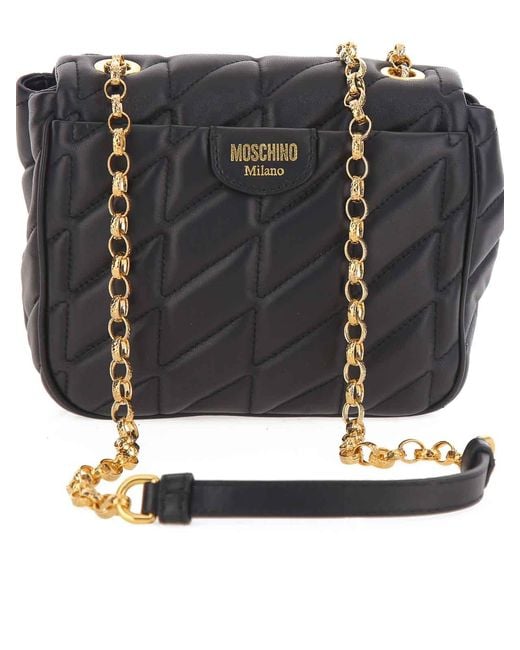 Moschino Black Quilted Round Bag