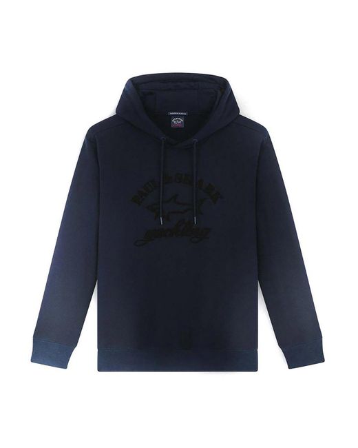 Paul & Shark Blue Shark-Print Cotton Hoodie for men