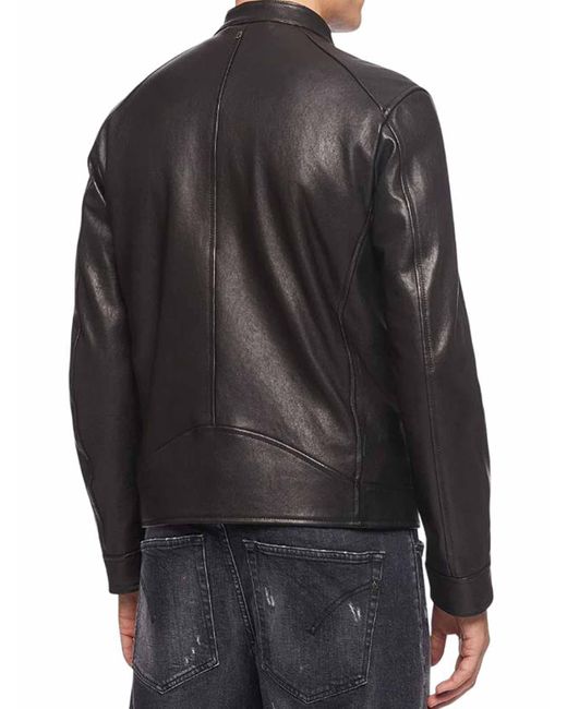 Dondup Black Leather Jacket for men
