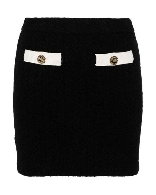 Self-Portrait Black Cashmere Blend Knit Skirt