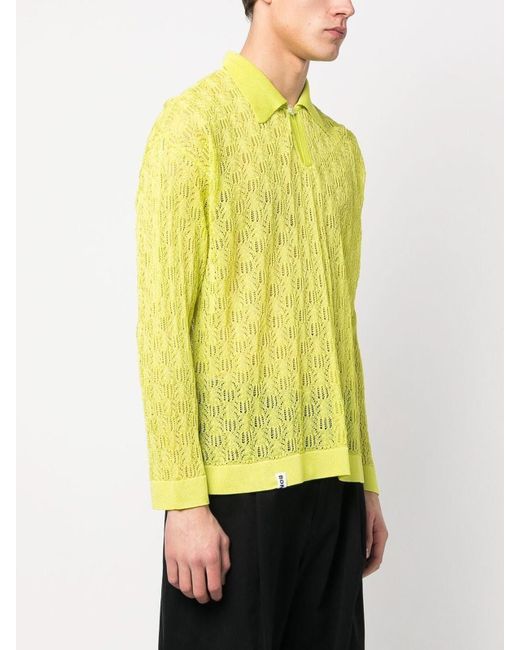 Charles Jeffrey Yellow Knitted Sheer Polo for men