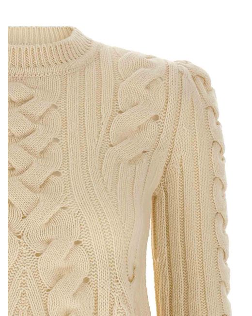 McQueen Natural 'Peplum Cable' Sweater