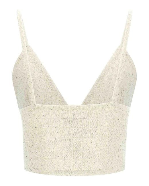 Alessandra Rich Natural Sequin Top