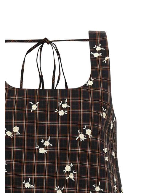 Ganni Black Check Flower' Dress