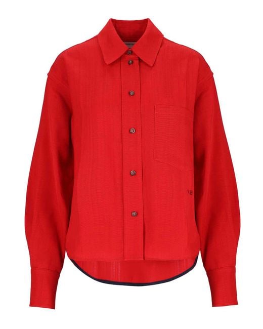 Victoria Beckham Red Crop Shirt