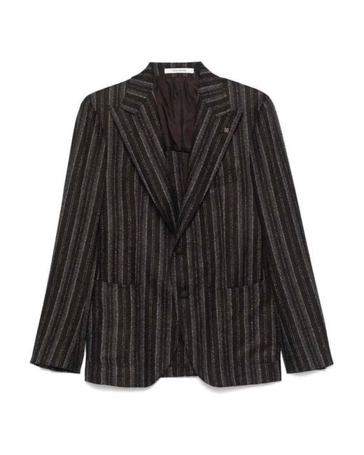 Tagliatore Black Striped Blazer Jacket for men