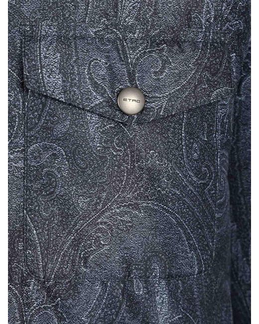 Etro Blue Paisley Decoration Overshirt for men