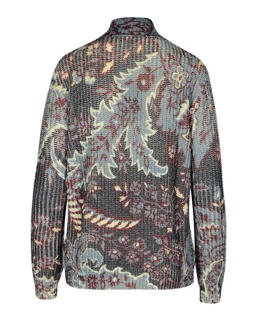 Etro Gray Wool Turtleneck Sweater