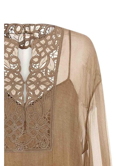 Ermanno Scervino Natural Floral Carving Blouse