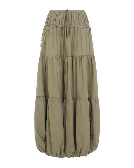 Co. Green Soft Gathered Bubble Midi Skirt