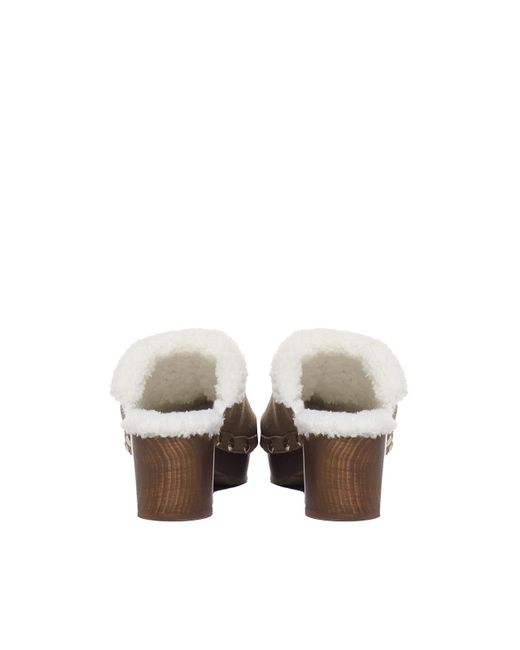 Dolce & Gabbana Brown Suede And Faux Fur Clog