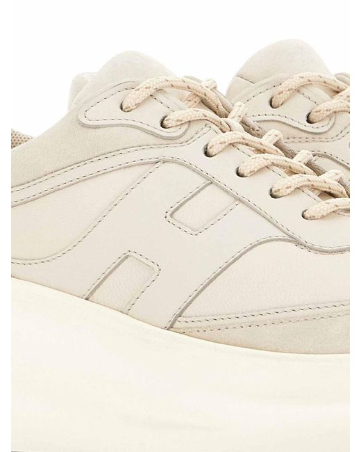 Hogan White Rebel Calf Leather Sneakers