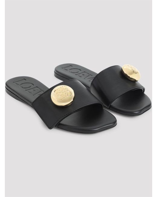 Loewe White Pebble Slide Sandals