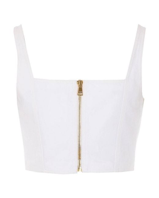 Balmain White Buttoned Denim Top