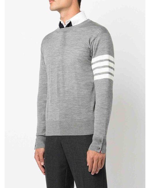 Thom Browne Gray 4Bar Wool Sweater for men