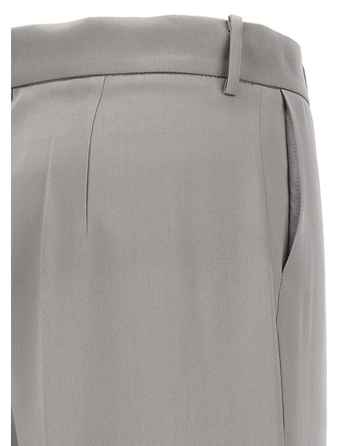 Magda Butrym Gray Satin Straight Leg Pants With Central Crease