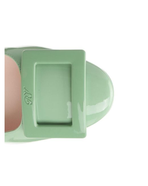 Roger Vivier Green Patent Leather Gommettine Ballerinas