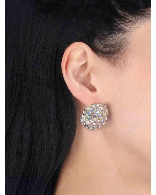 MM6 by Maison Margiela White Earrings With Crystals
