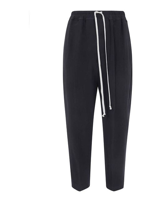 Rick Owens Blue Drawstring Astaires Cropped Trousers